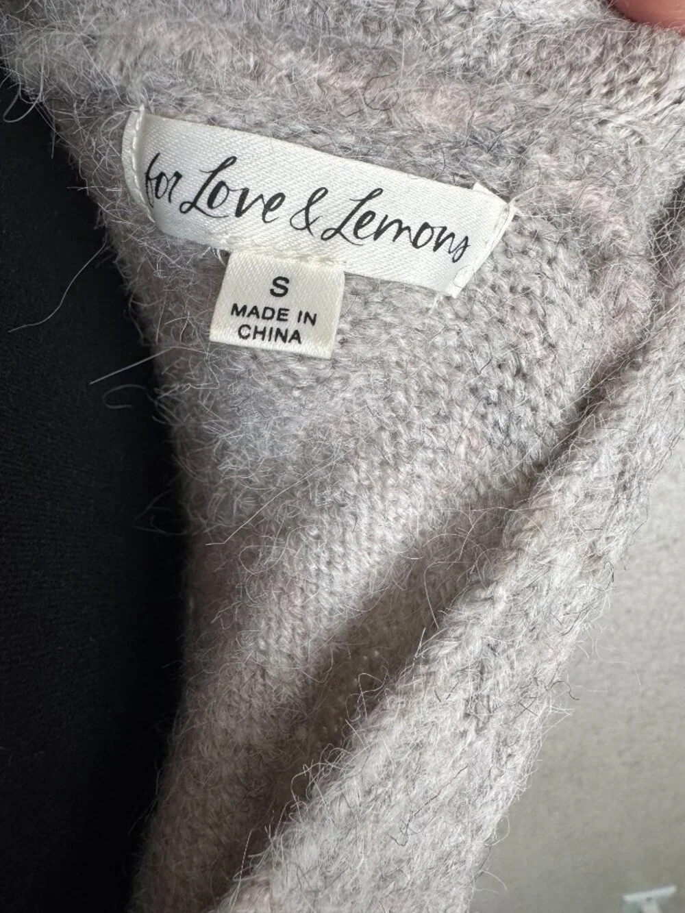 For Love & Lemons Fuzzy Wrap Sweater Crop Top Gray Cutout Tie Waist S - Picture 5 of 7